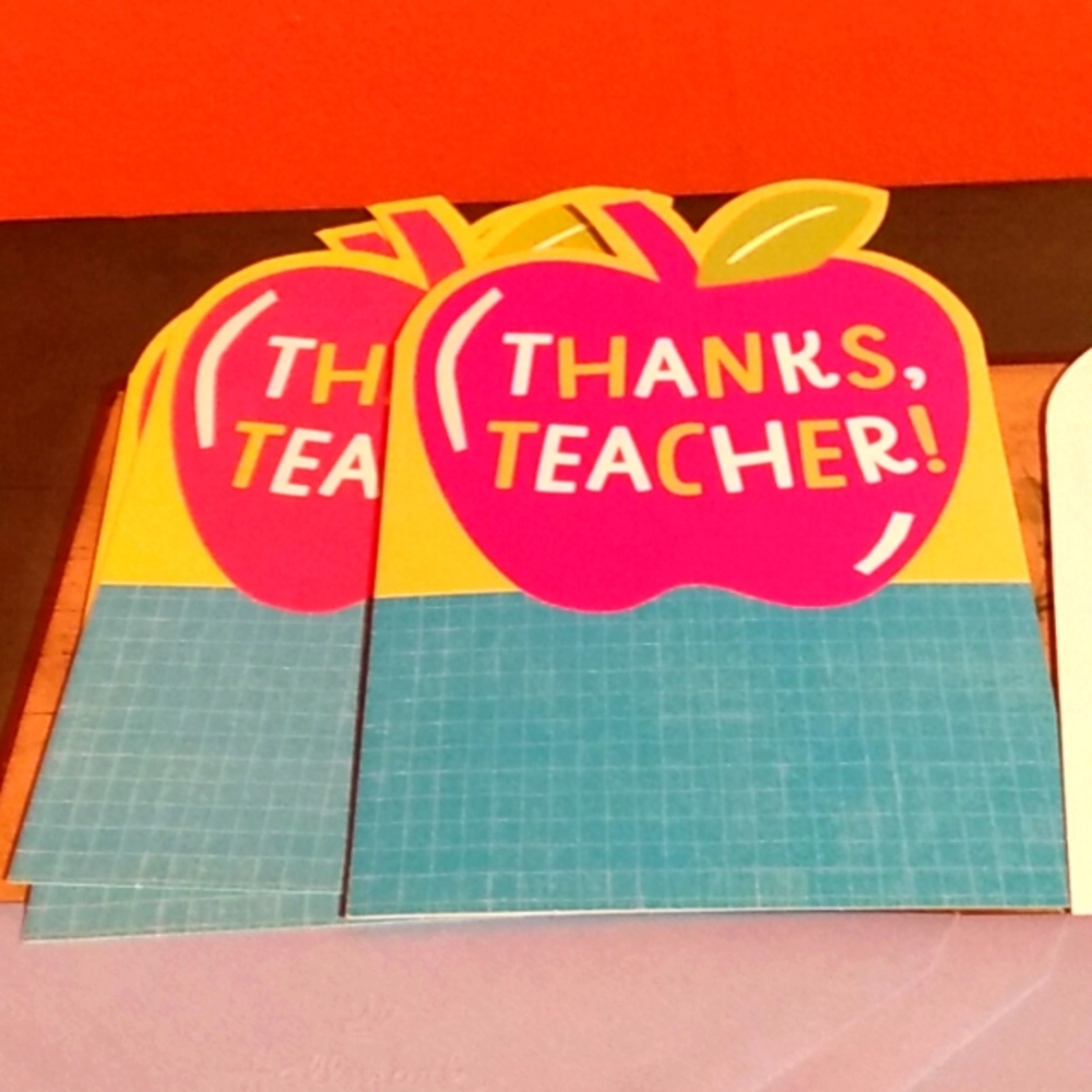 Set of 4 cards. With envelopes. Thanks Teacher. Never used. Hallmark.